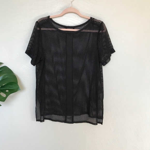 rag & bone Tops - rag & bone Black Mesh Knit Top